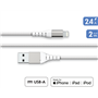 Câble Renforcé USB A/Lightning 2m 2.4A Blanc - Garanti à vie - 100% Pl