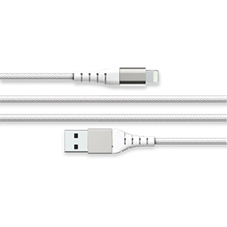 Câble Renforcé USB A/Lightning 3m 2.4A Blanc - Garanti à vie - 100% Pl