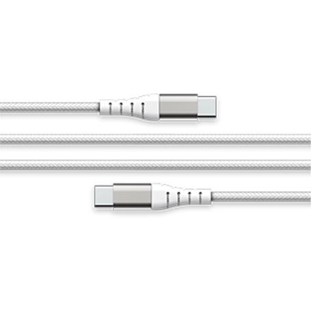 Câble Renforcé USB C/USB C 3m 3A Blanc - Garanti à vie - 100% Plastiqu