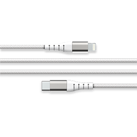 Câble Renforcé USB C/Lightning 3m 3A Blanc - Garanti à vie - 100% Plas