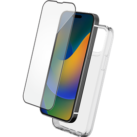 Pack iPhone 15 Pro Accessoires Coque Transparente + Verre trempé + Sma