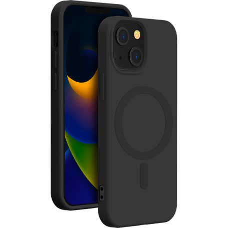 Coque Compatible MagSafe Silicone Noire pour iPhone 15 Plus Bigben