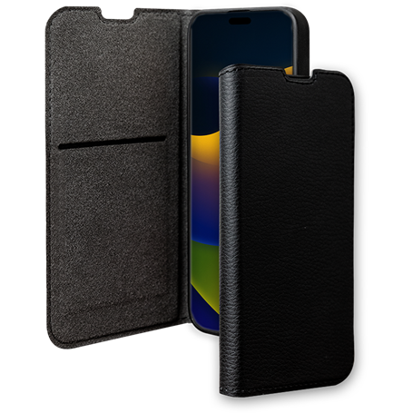 Etui Folio Wallet iPhone 15 Plus Support vidéo Noir - 65% Plastique re