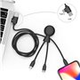 Câble 5 en 1 Mr BIO Ecoresponsable USB C & USB C & Lightning 1m Noir X