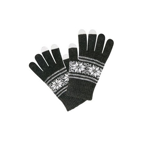 Gants 3 Doigts Tactiles Avec Motif Anthracite