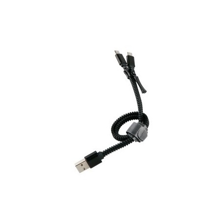 Câble Double 2A Charge USB/Micro-USB 0.35M Noir