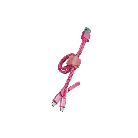 Câble Double 2A Charge USB/Micro-USB 0.35M Rose