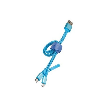 Câble Double 2A Charge USB/Micro-USB 0.35M Bleu