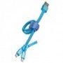 Câble Double 2A Charge USB/Micro-USB 0.35M Bleu