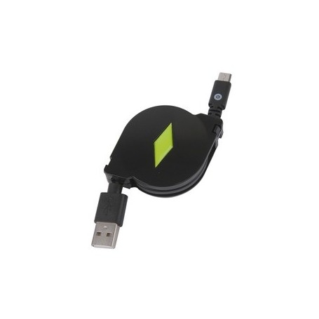 Câble Retractable 2.1A USB/Micro-USB Noir