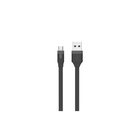 Tab Câble Plat Charge & Synchro 2.4A USB/Micro-USB 1M Noir