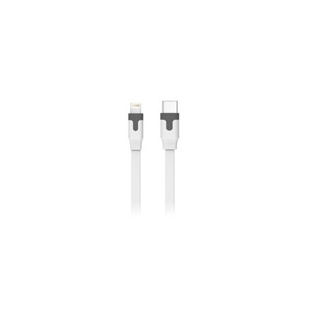 Tab Câble Plat Type C/Lightning Mfi 2M 3A Blanc
