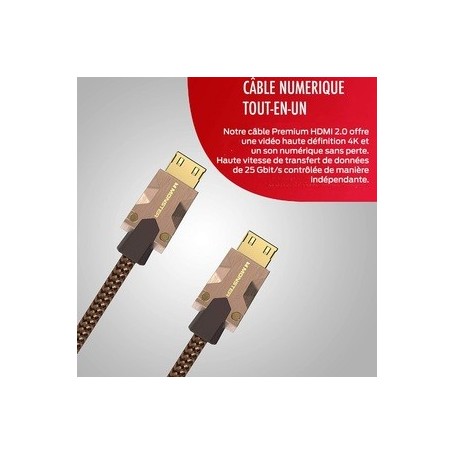 Câble Hdmi M2000 Uhd 4K Hdr10+ 25Gbps 1.5M