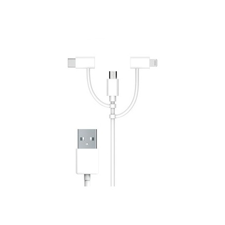 Câble 3 En 1 Input USB-A 1M Blanc