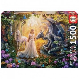 EDUCA Puzzle 1500 Dragon. Princesse Et Licorne