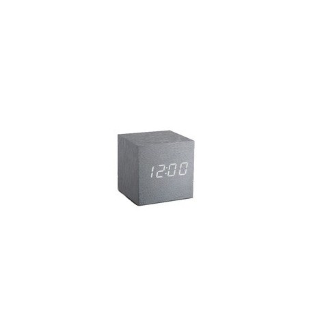 Wooden CUBE CLICK CLOCK ALUMINIUM WITHE LED