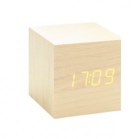 Wooden CUBE CLICK CLOCK MAPLE / ORANGE LED