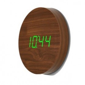 WALL CLICK CLOCK WALNUT / GREEN LED