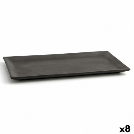 Plateau apéritif Quid Mineral Gres Noir Céramique 15 x 30 cm (8 Unités)