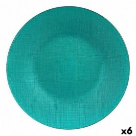 Assiette plate Turquoise verre 27,5 x 2 x 27,5 cm (6 Unités)
