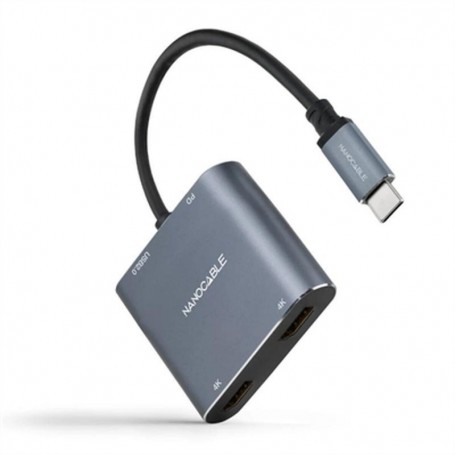 NanoCâble 10.16.4305 câble vidéo et adaptateur 0,15 m USB Type-C USB Type-C + USB Type-A + 2 x HDMI Gris