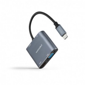 NanoCâble 10.16.4304 câble vidéo et adaptateur 0,15 m USB Type-C USB Type-C + USB Type-A + HDMI + VGA (D-Sub) Gris