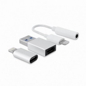 Coolbox COO-CKIT-APPL changeur de genre de câble 3.5 mm Lightning Blanc