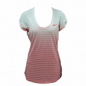 T-Shirt à manches courtes femme Nike SS Dip Dye Burnout Rouge Blanc