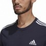 T-Shirt à manches courtes homme Essentials 3 bandas Adidas Legend Ink Bleu Bleu foncé