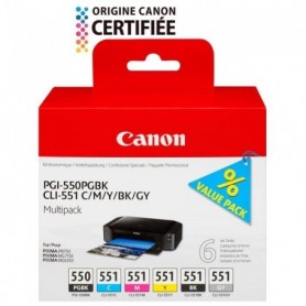 Canon Multipack de 6 cartouches d'encre PGI-550/CLI-551 PGBK/C/M/Y/BK/GY