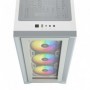 CORSAIR Boîtier PC iCUE 4000X RGB - Moyen Tour - Verre trempé - Blanc