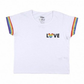 T-shirt à manches courtes femme Disney Love Pride Blanc L