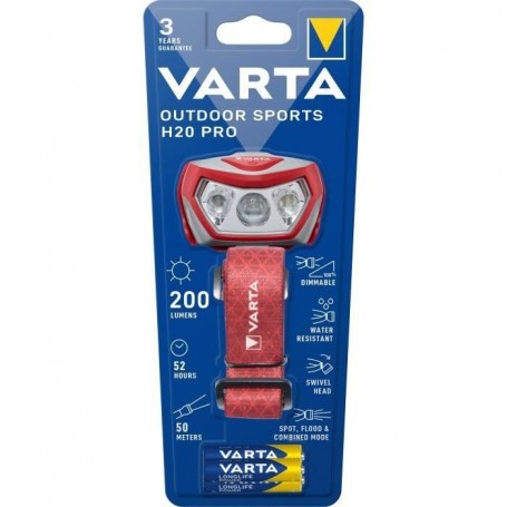 Frontale-VARTA-Outdoor Sports H20 Pro-200lm-Dimmable-IPX4-LED rouge-3