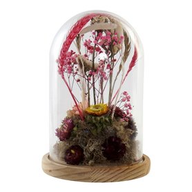 Figurine Décorative DKD Home Decor Verre Fleurs Bois MDF (17 x 17 x 26