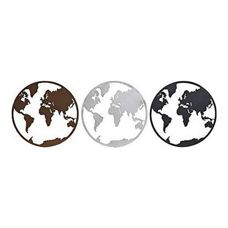 Figurine Décorative DKD Home Decor Mappemonde Noir Cuivre Blanc 40 x 1