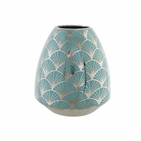Vase DKD Home Decor Porcelaine Turquoise Oriental Chrome 16 x 16 x 18 