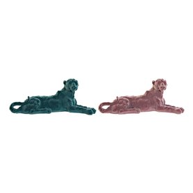 Figurine Décorative DKD Home Decor Vert Rose Résine Flocage Lion 26,5 