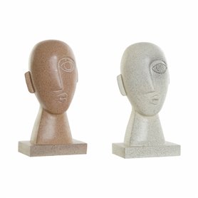 Figurine Décorative DKD Home Decor Beige Terre cuite Visage 14,5 x 10,