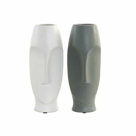 Vase DKD Home Decor Blanc Gris Céramique Plastique Visage 11 x 11 x 26