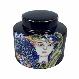 Vase DKD Home Decor Visage Porcelaine Bleu Multicouleur 17 x 17 x 16 c