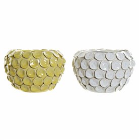 Vase DKD Home Decor 24,5 x 24,5 x 17 cm Blanc Grès Moderne Avec relief