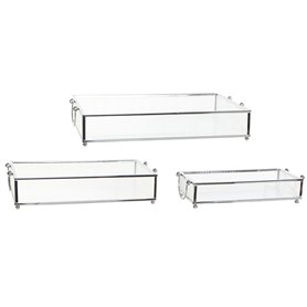 Jeux de plateaux DKD Home Decor Verre Métal Transparent (31 x 18 x 5,5