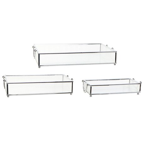 Jeux de plateaux DKD Home Decor Verre Métal Transparent (31 x 18 x 5,5