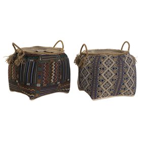 Panier DKD Home Decor Fibre naturelle 41 x 41 x 40 cm Boho (2 Unités)