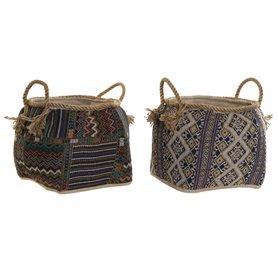 Panier DKD Home Decor 30 x 30 x 30 cm Fibre naturelle Boho (2 Unités)