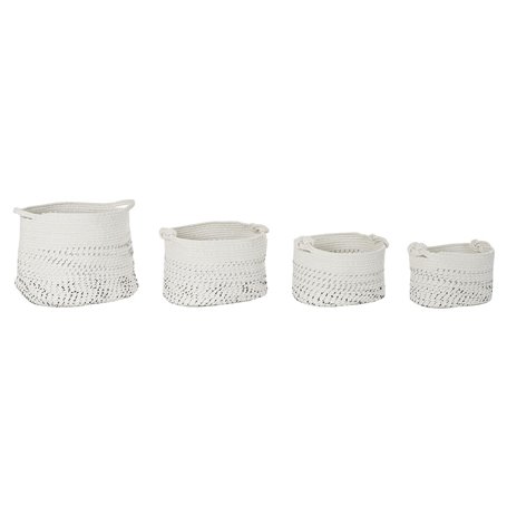 Set de basket DKD Home Decor Blanc Noir Boho 36 x 36 x 33 cm (4 Pièces