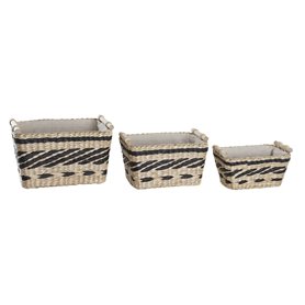 Set de basket DKD Home Decor Polyester Colonial Fibre (38 x 26 x 24 cm