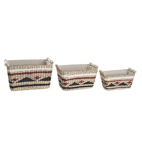 Set de basket DKD Home Decor Polyester Colonial Fibre (39 x 27 x 24 cm