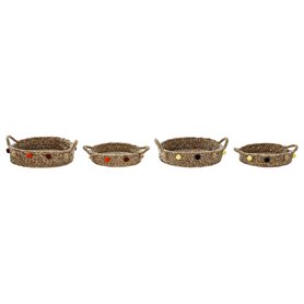 Set de basket DKD Home Decor 49 x 40 x 9,5 cm Pompons Herbier marin Bo