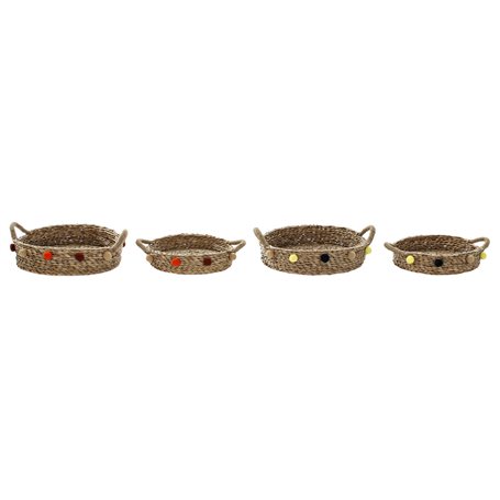 Set de basket DKD Home Decor 49 x 40 x 9,5 cm Pompons Herbier marin Bo